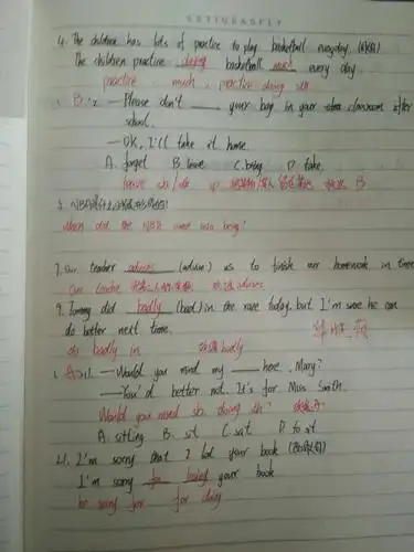 八七班英语纠错本展示