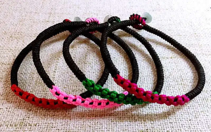 中国结论坛 【鑫艺手工坊】桃花手绳 手链编绳款式,编织樱花手链,斜卷