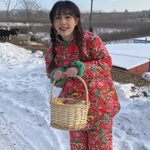 东北大花棉袄女士炸街潮款农村老棉袄村姑睡衣厚保暖套装碎花衣服