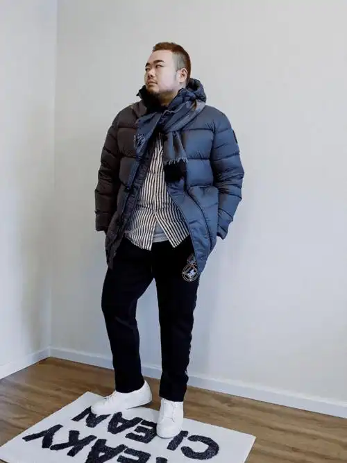 去油去净200斤大码男生冬日穿衣指南4looks