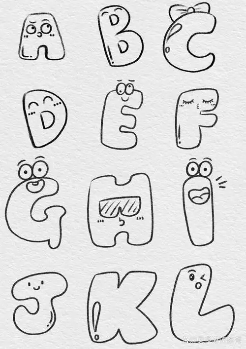 10/26个字母可爱涂鸦素材