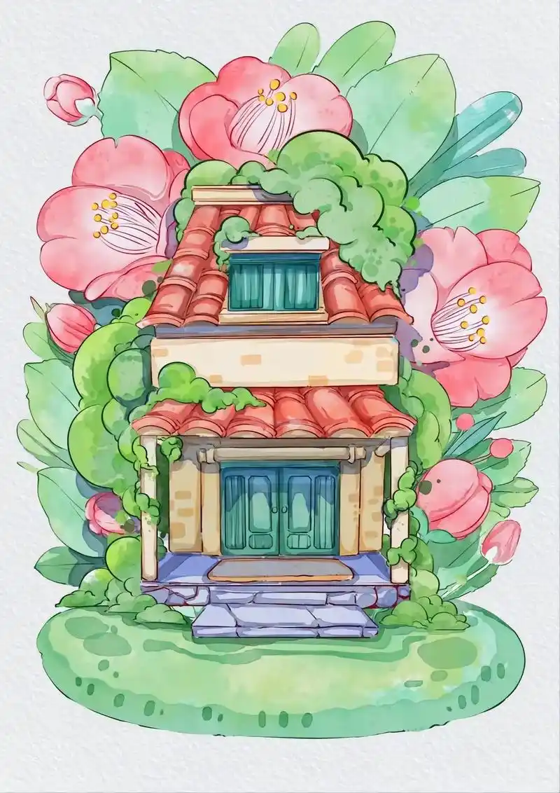 水彩小房子临摹图.水彩小房子临摹图在这里@散装八碗 #pro - 抖音