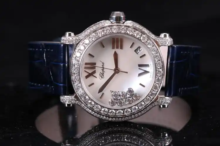 萧邦 快乐钻石真皮女士手表-墨蓝 - 钻峰钟表(上海)有限公司