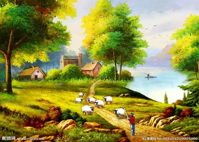 油画设计图__风景_psd分层素材_设计图库_昵图网nipic.com