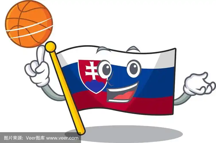 与篮球斯洛伐克卡通国旗飘扬