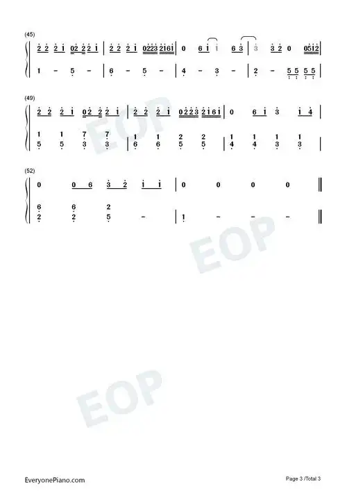 与我无关简单版抖音热歌双手简谱预览3