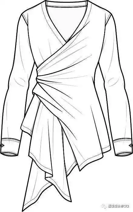 180款衬衫款式图大全服装平面款式图线稿