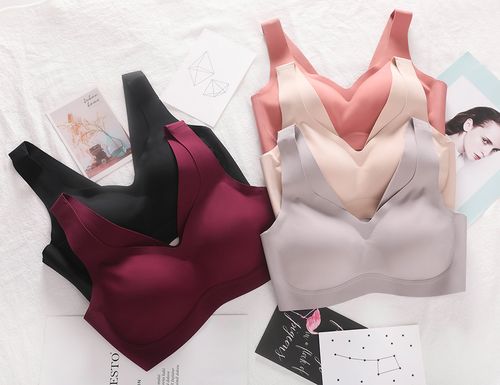 舒适裸感 女士冰丝无痕内衣一片式无钢圈背心式防走光文胸后扣 - 奥家
