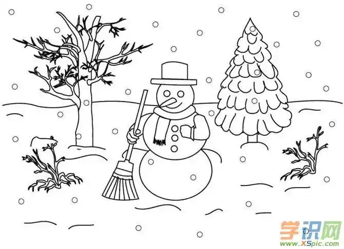 雪花简笔画雪景房子简笔画图片雪人简笔画圣诞节手抄报素材圣诞雪花简