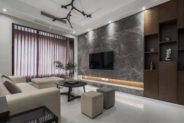 简洁电视背景墙,一样可以实用大方!