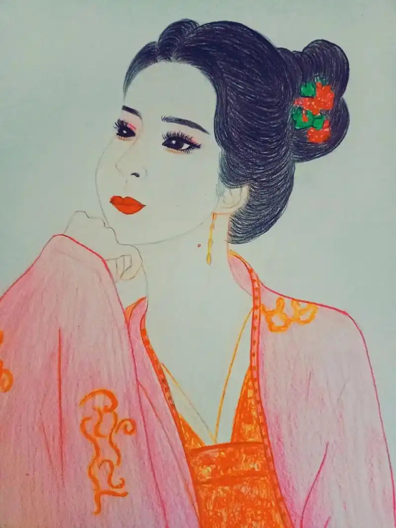 古风彩铅手绘#,一直不敢对美得惊人的赵盼儿下手98,今天终于 - 抖音