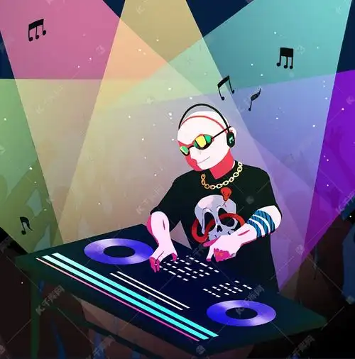 蹦迪平面手绘元素