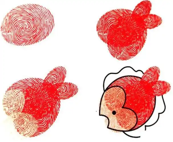 可爱小红鱼怎么画 小鱼手指画的画法步骤-儿童简笔画大全