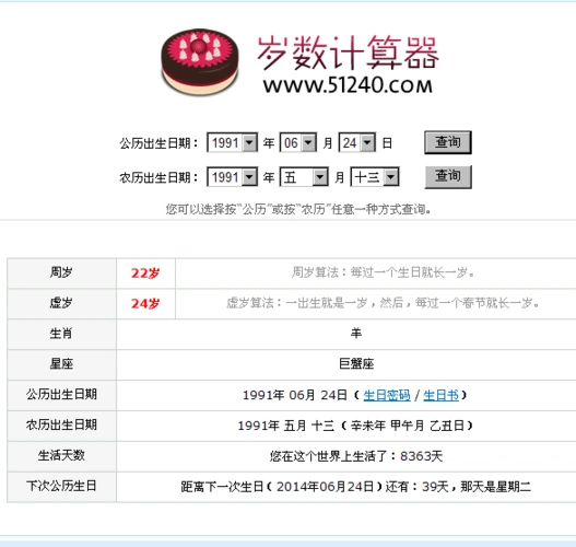 我是91年农历5月13出生的 虚岁多少