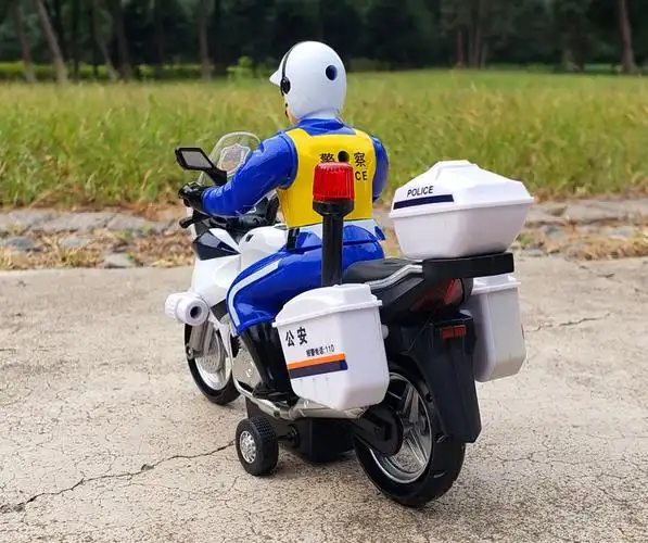 白色摩托车合金摩托车黑猫警长警察车太子摩托车赛车仿真儿童声光回力