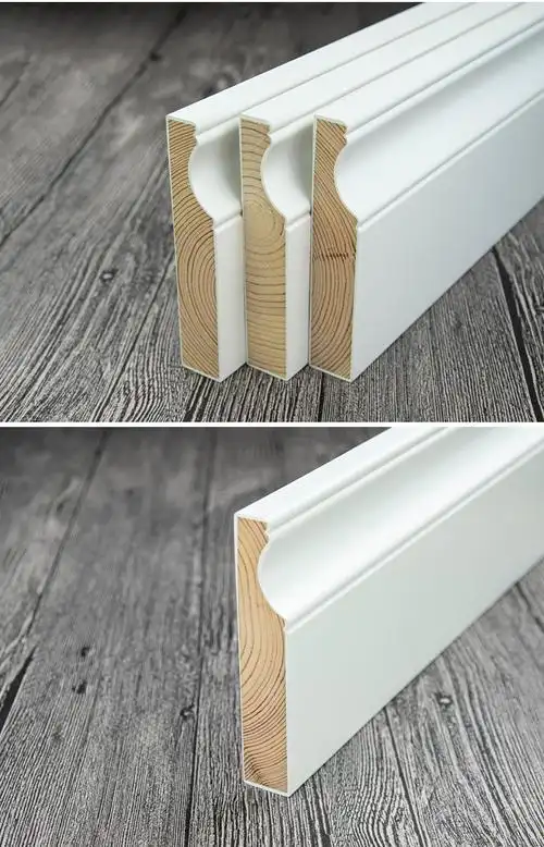 踢脚线实木 纯实木踢脚线多层木质烤漆地脚线装饰条自粘白色橱柜挡板