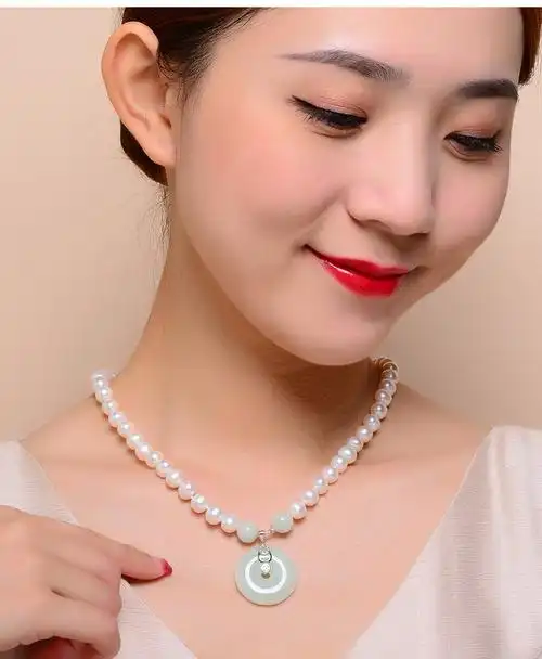 劳梭珍珠项链妈妈款翡翠佛套链925银扣佛祖颈链母亲节礼物送妈妈婆婆