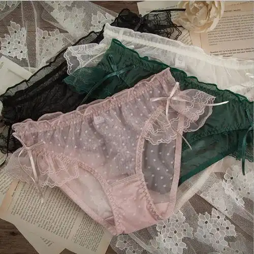 n629透气内裤女生薄款蕾丝舒适飞边短裤女式女三角裤