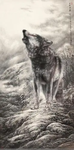 中国左家狼左进伟的工笔狼画欣赏