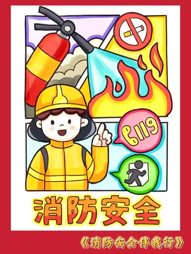 消防安全主题画|消防员救火儿童画简笔画.有用请扣1 快收起 - 抖音