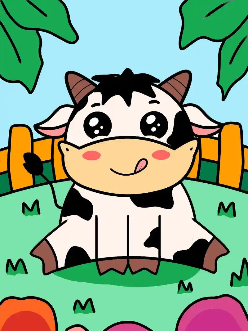 可爱的小奶牛90#简笔画 #儿童画 #简笔 - 抖音