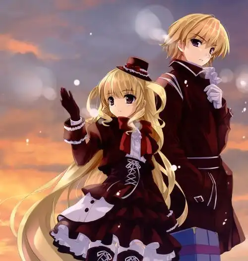 日本动漫人物紫晶色眼睛,金蜜色头发