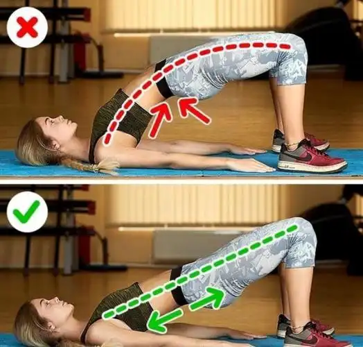 1,做臀桥时重量不重质,动作要标准运动也要讲究方法,不能盲目的去锻炼