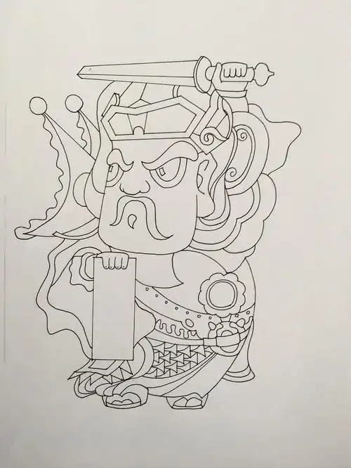 儿童画门神关羽门神简笔画第1页门神简笔画素材手绘门神一组图怪兽