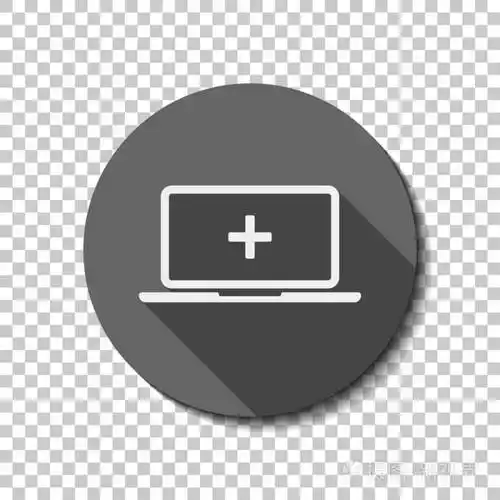 白色平面图标与长阴影在透明背景上的圆圈. 徽章或贴纸样式