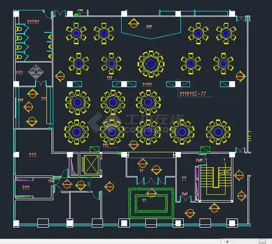 图纸为武夷山酒店宴会厅装修设计cad施工图,包含:设计说明,屋顶平面图