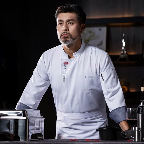 崎雨峰 厨师服长袖秋冬工作服饭店餐饮食堂厨房厨师工衣套装男女火锅