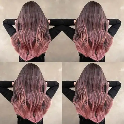 巴黎画染蜜桃粉色少女感十足的发色