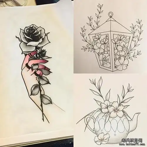 欧美手臂玫瑰纹身图案