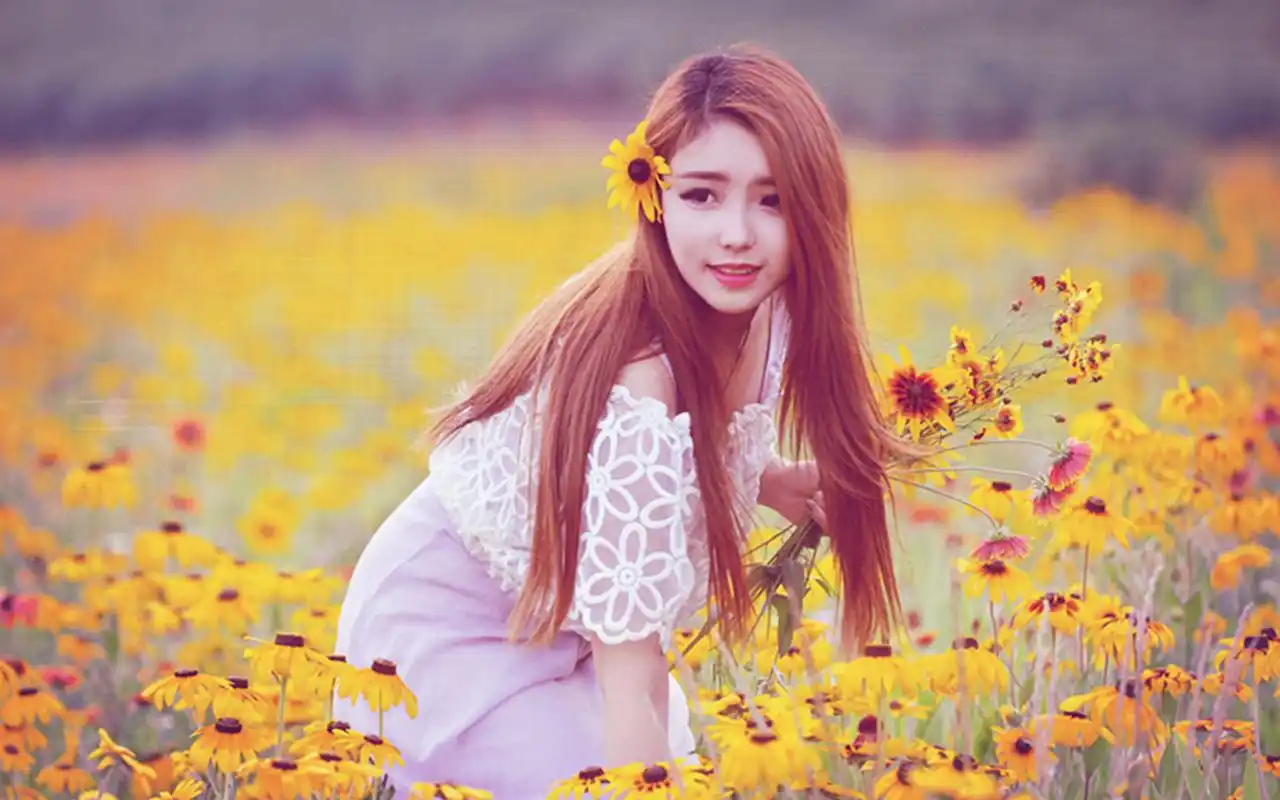 非主流唯美意境清新可爱美女田园风写真桌面壁纸(一)