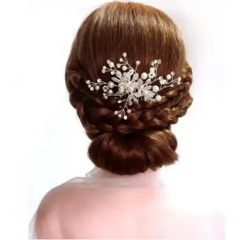 结婚妈妈头饰婚礼盘头卡子中年优雅气质旗袍喜婆婆发夹婚庆饰品l75银