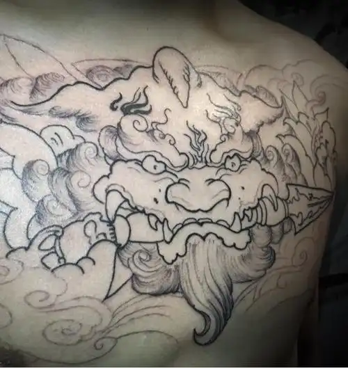 花胸(未完成)_纹身图案手稿图片_d的纹身作品集