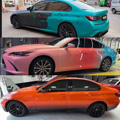 广牧gomu车衣改色膜汽车渐变改色膜全车包施工黑白粉紫蓝彩绘定制车身