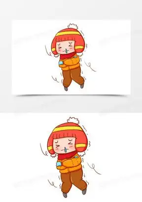 卡通手绘北风吹中发抖元素