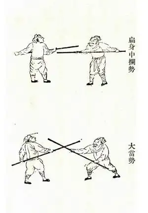 武术棍法小人简笔画