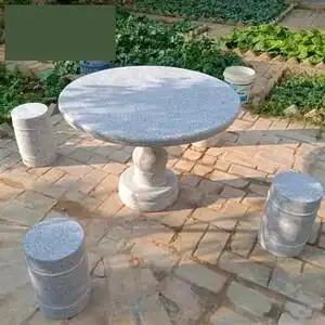 户外石头桌椅别墅大理石庭院花岗岩天然石材花园石桌石凳