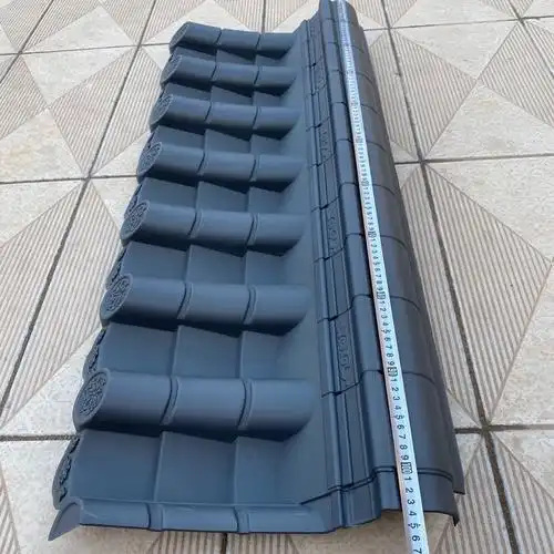 树脂瓦瓦片屋顶仿古单面带脊围墙瓦,中式一体瓦墙头塑料树脂瓦科威顿