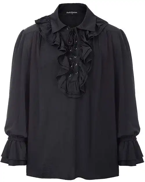 欧洲中世纪武士荷叶花边系带领衬衫话剧演绎cosplay摄影写真服饰