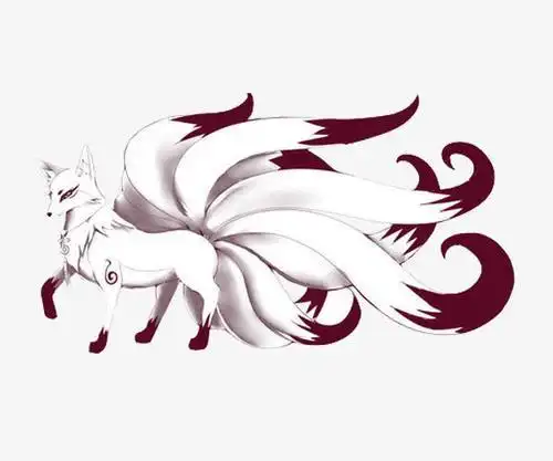白色九尾狐简笔画可爱