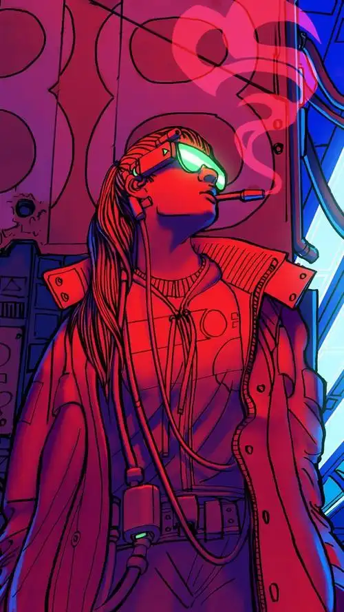 有没有类似这种赛博朋克风的壁纸很喜欢很有感觉