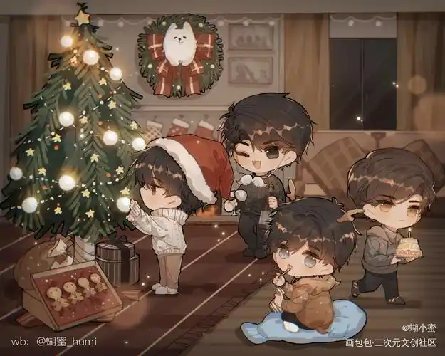 【盐姜葱花鱼】迟来的圣诞快乐～_吞海破云绘画作品