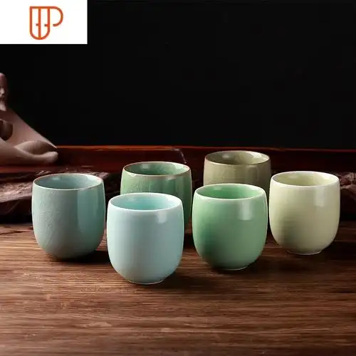 茶杯迎客六色陶瓷功夫茶具单杯办公建盏品茗主人杯竹节杯国泰家和大号