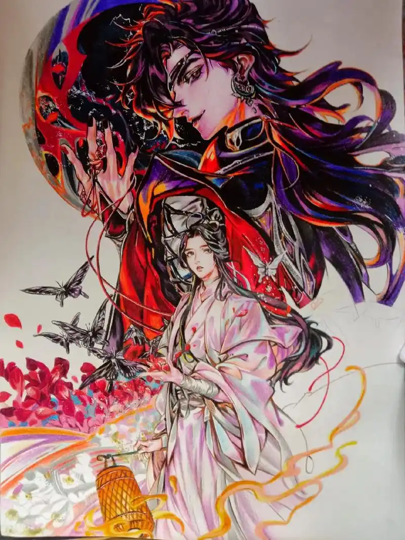 画画 #手绘 #彩铅 #天官赐福 #花城 #谢怜 #动漫  - 抖音