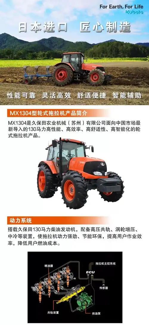 静态评测久保田mx1304拖拉机