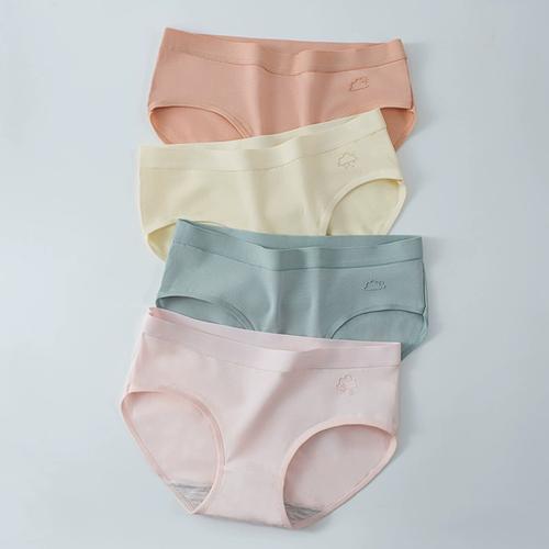 女纯棉内裤女生全棉抗菌抑菌裆中腰无痕少女新款女士透气三角短裤