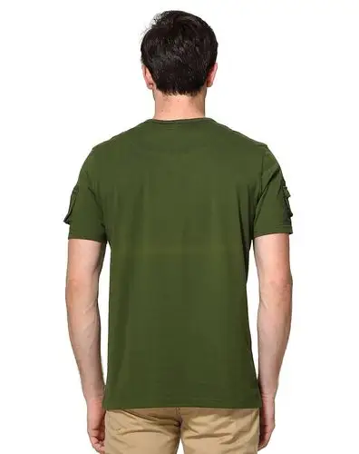 军绿纯棉圆领短袖t恤